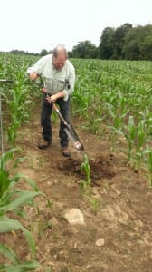 Kip checking soil